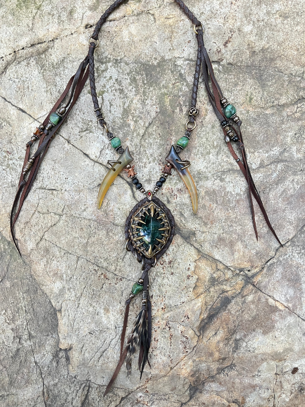 'Prickle of Jade' Necklace - Brown [1-of-1]