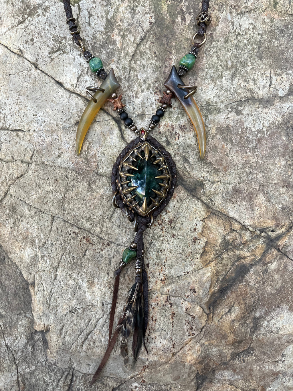 'Prickle of Jade' Necklace - Brown [1-of-1]