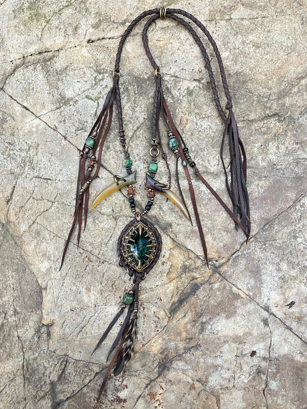 'Prickle of Jade' Necklace - Brown [1-of-1]