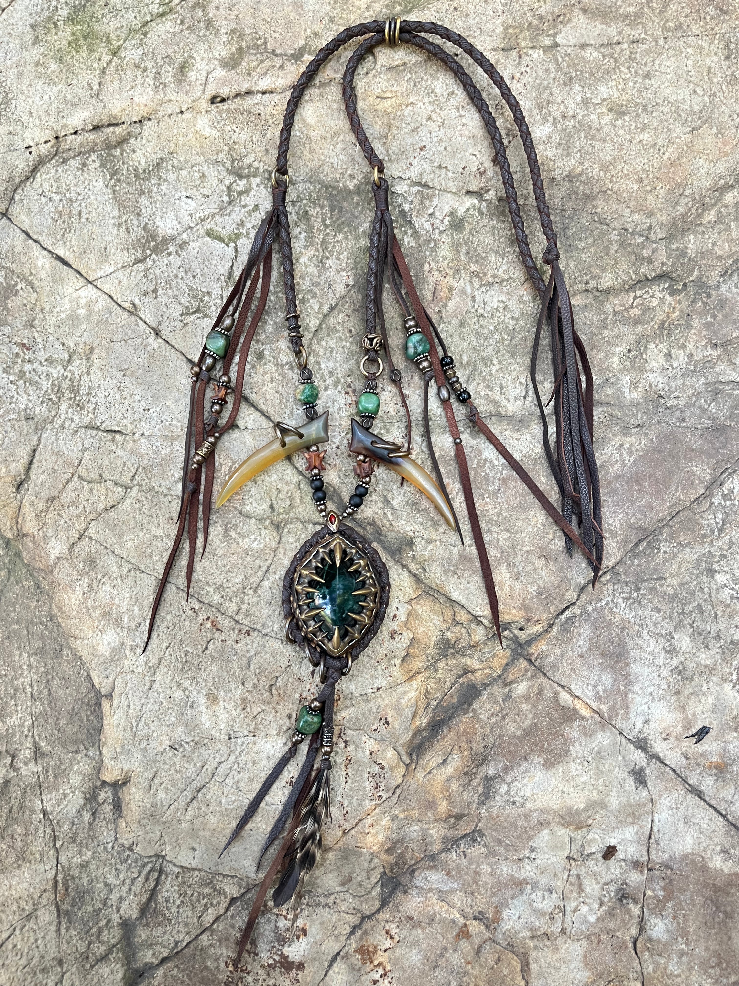 'Prickle of Jade' Necklace - Brown [1-of-1]