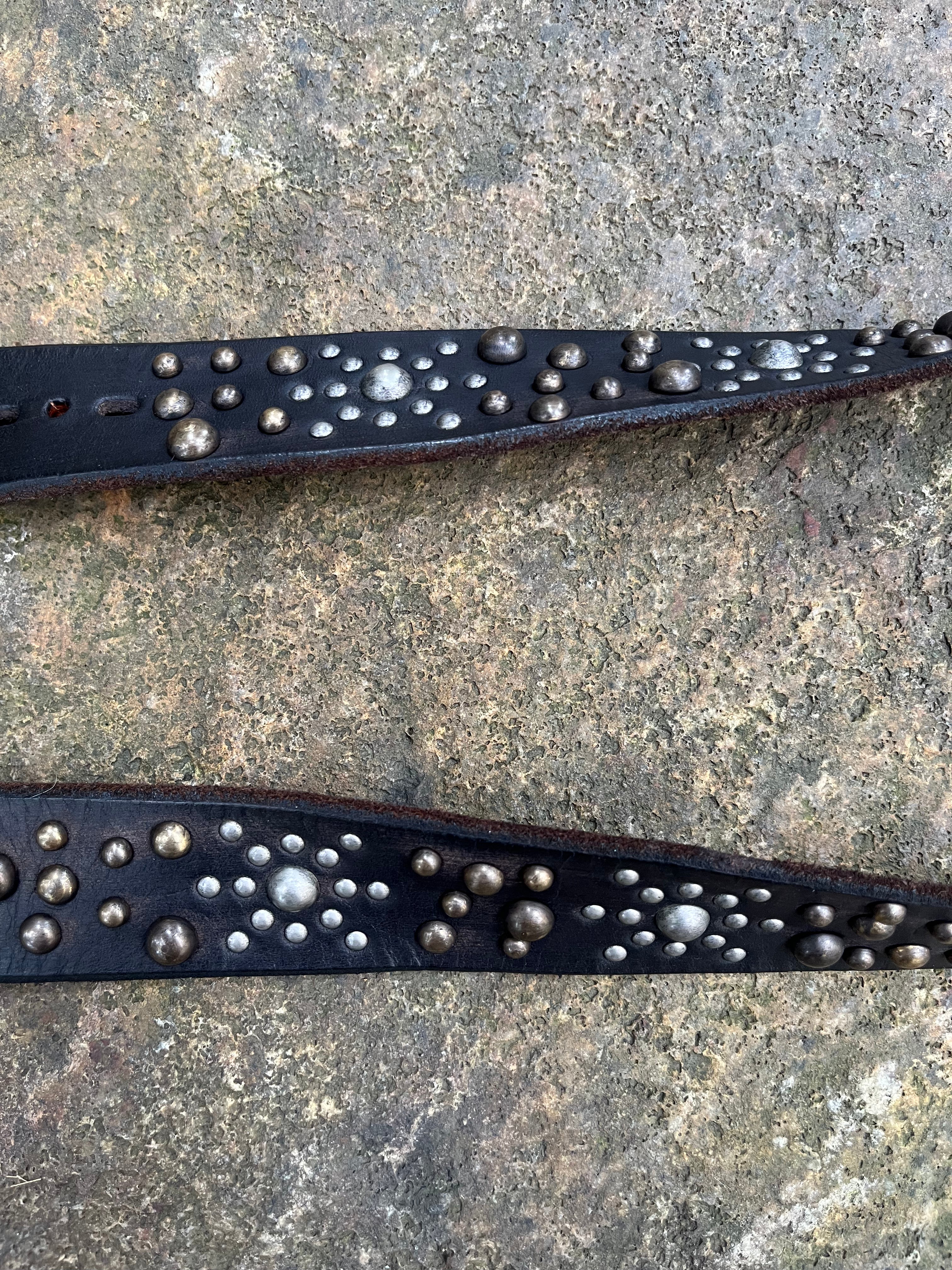 Silver Sheen Obsidian Brass Handcrafted Belt, Full Set [1-of-1]