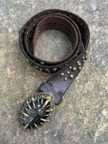 Silver Sheen Obsidian Brass Handcrafted Belt, Full Set [1-of-1]