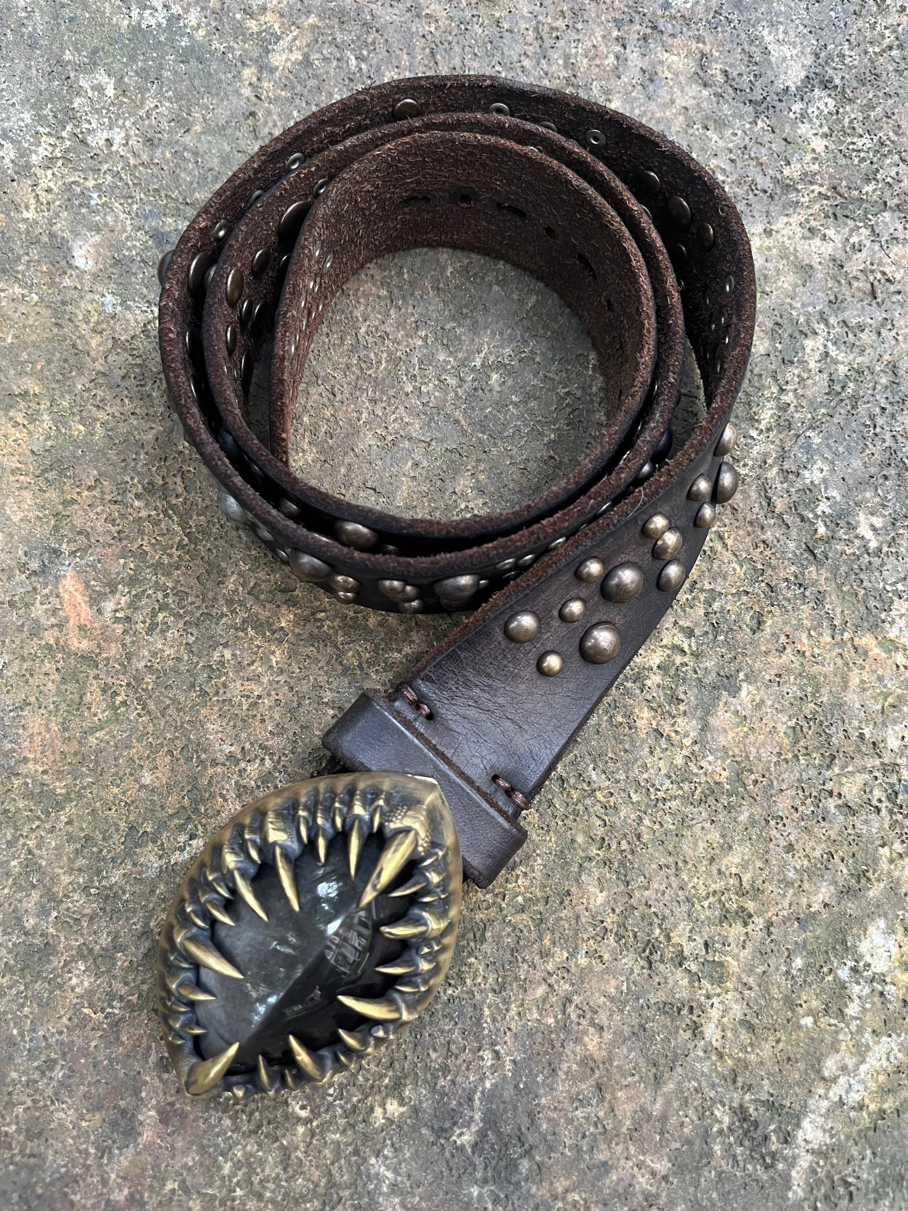 Silver Sheen Obsidian Brass Handcrafted Belt, Full Set [1-of-1]