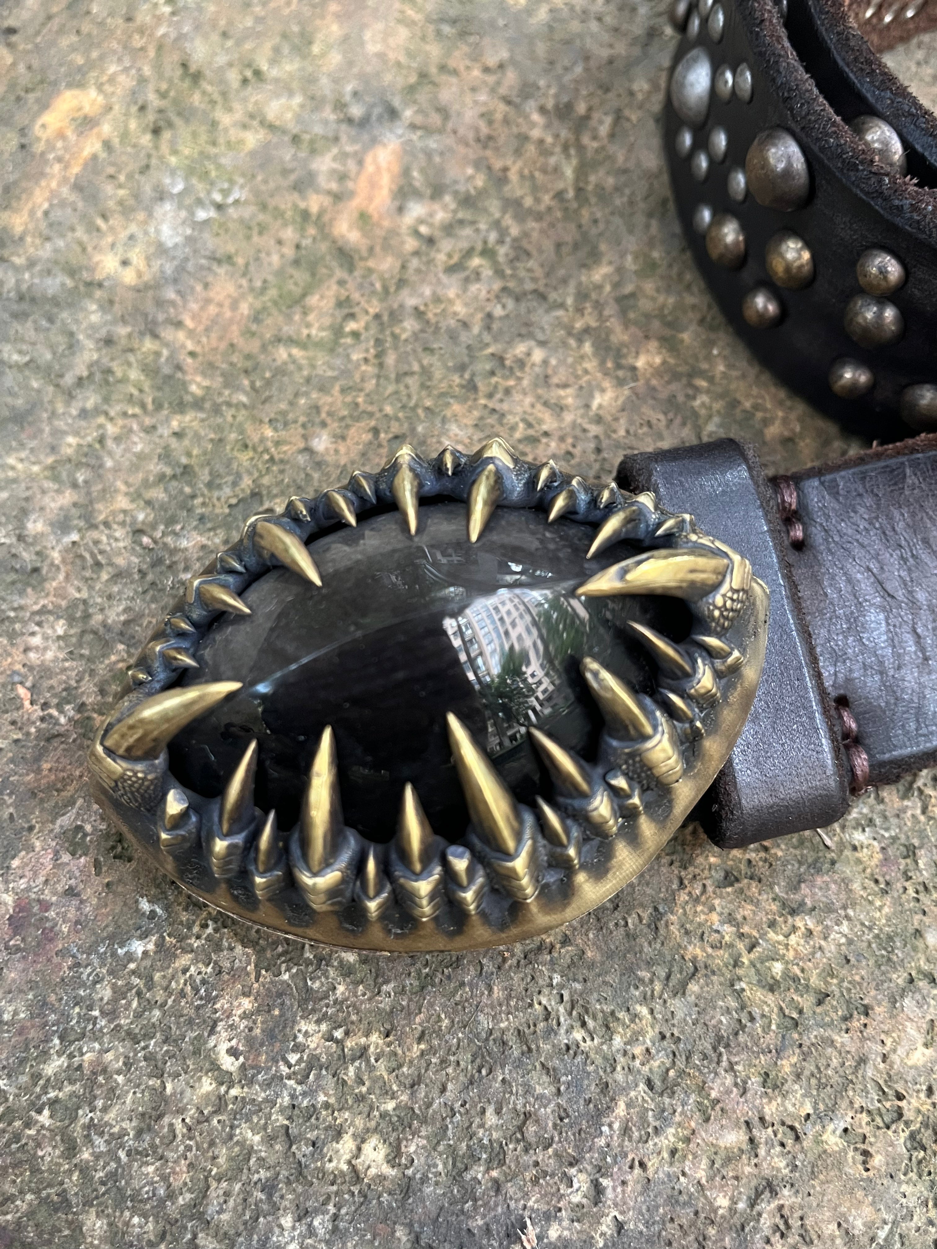 Silver Sheen Obsidian Brass Handcrafted Belt, Full Set [1-of-1]