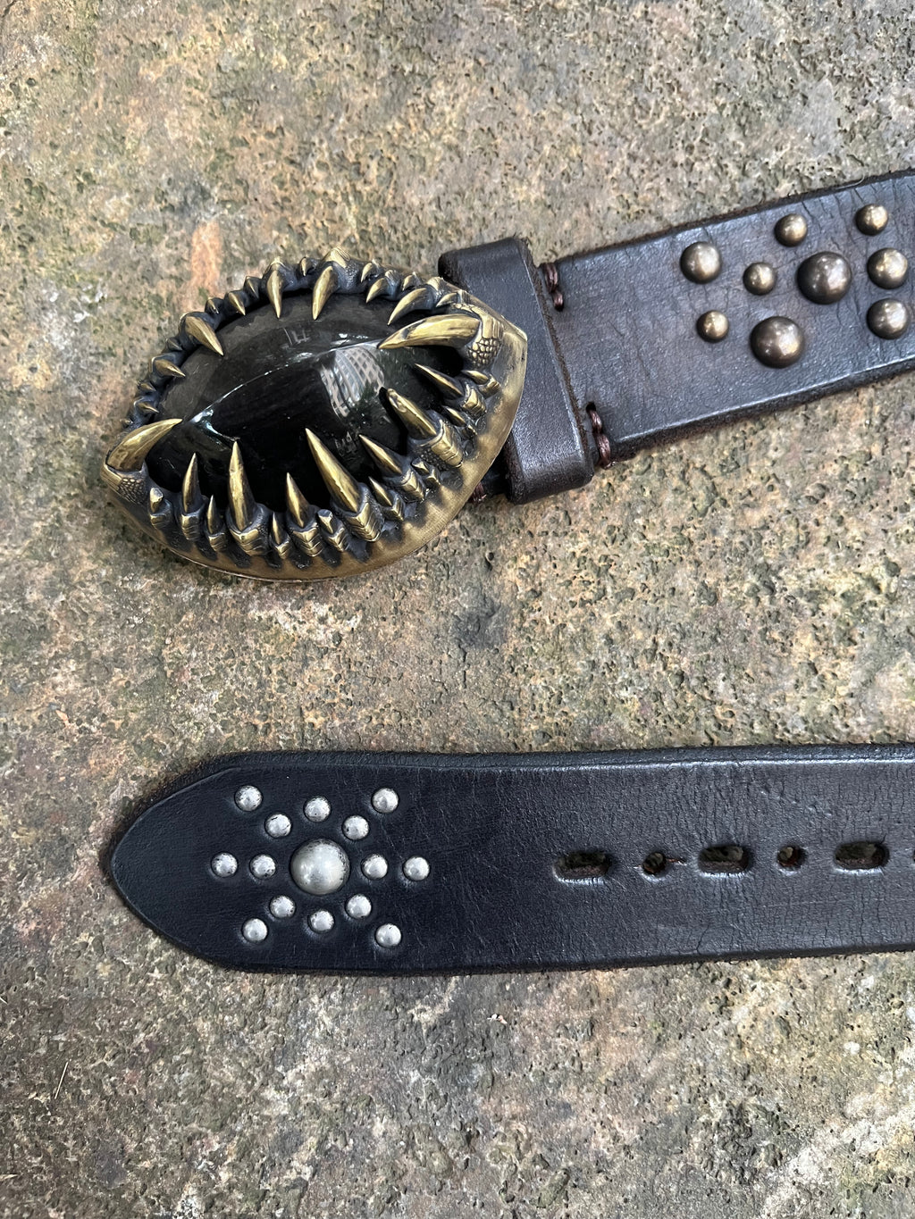 Silver Sheen Obsidian Brass Handcrafted Belt, Full Set [1-of-1]