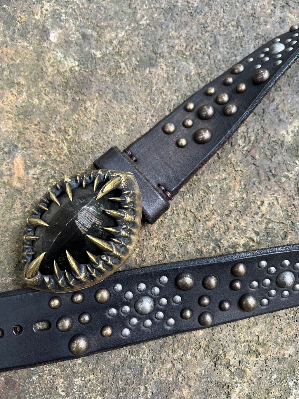 Silver Sheen Obsidian Brass Handcrafted Belt, Full Set [1-of-1]